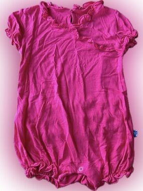 KicKee Pants Bright Pink Ruffle Baby Romper